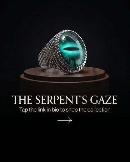 Obsidian Scale Slit-Pupil Silver Ring
