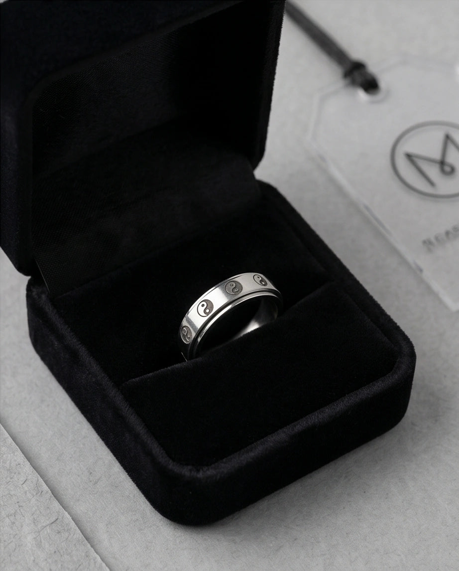 Silver Yin Yang Balance Spinner Ring