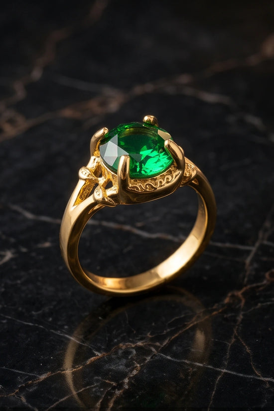 Golden Verdant Emerald Solis Ring