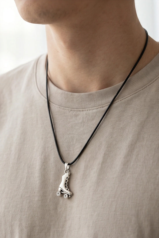 Silver Roller Skate Pendant Necklace
