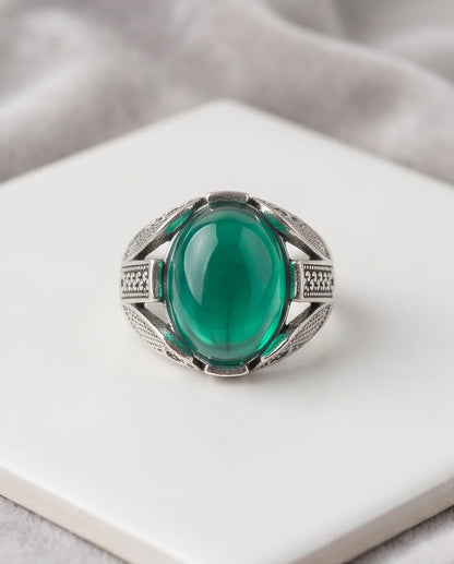 Jade Equinox Stippled Signet Ring