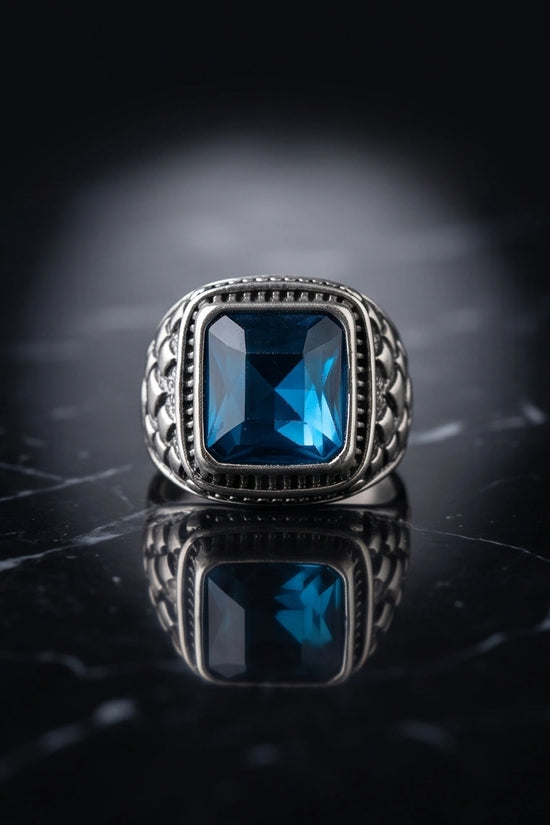 Midnight Cerulean Silver Signet Ring