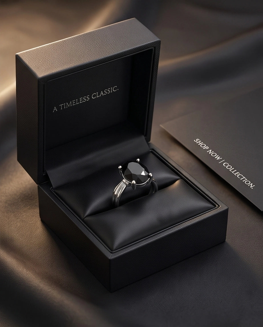 Silver Oval Onyx Gemstone Solitaire Ring