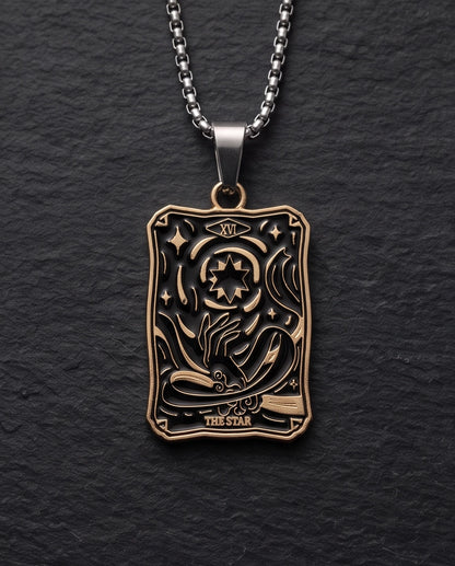Gold "The Star" Tarot Card Pendant Necklace