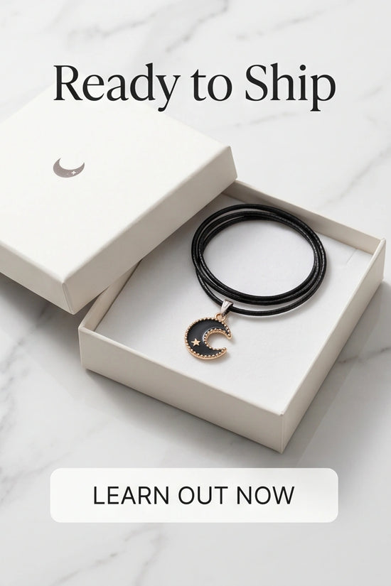 Gold Beaded Crescent Moon and Star Necklace