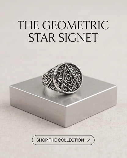 Masonic Scrollwork Oval Signet Silver Ring