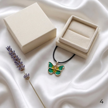 Green & Gold Butterfly Cord Necklace