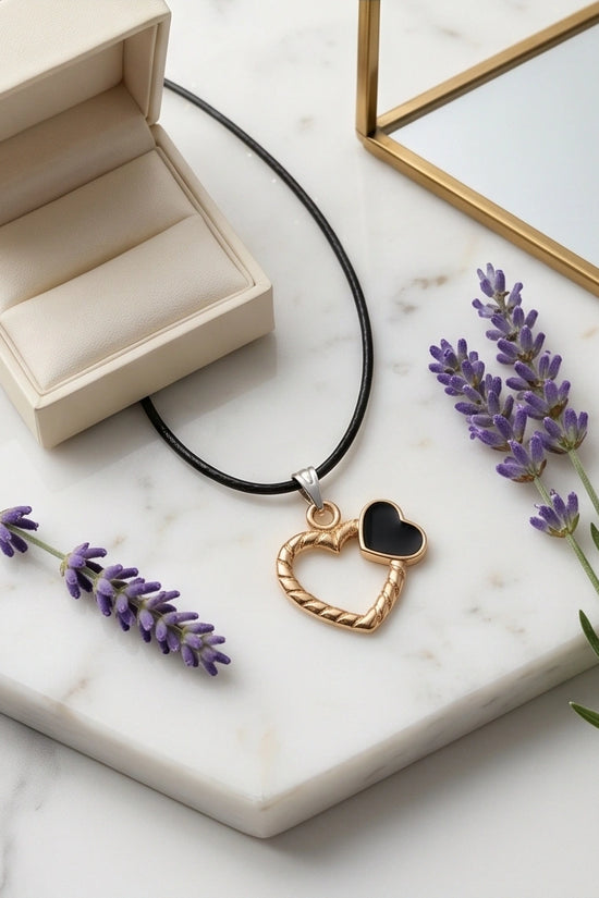 Gold Twisted Double Heart Necklace