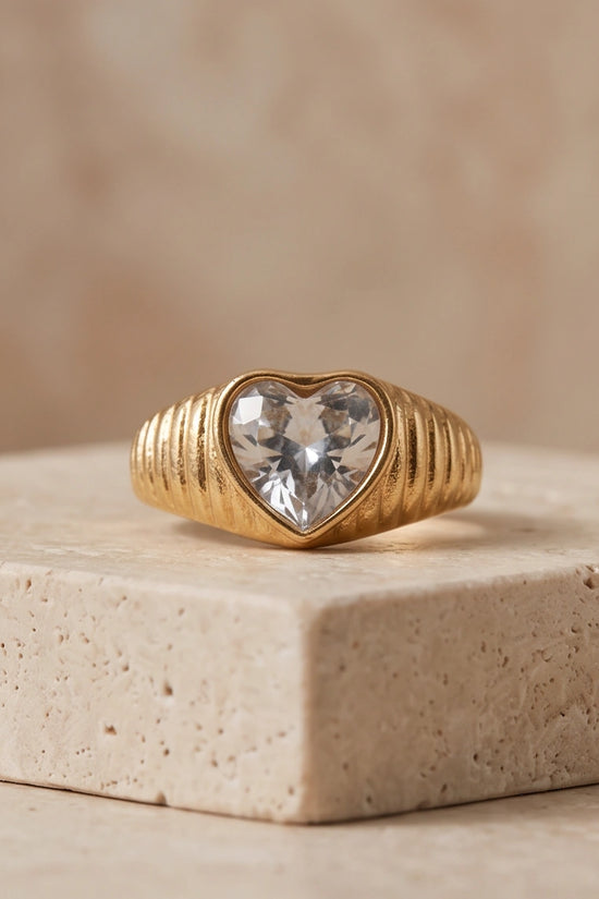 Golden Devotion Heart Signet Ring