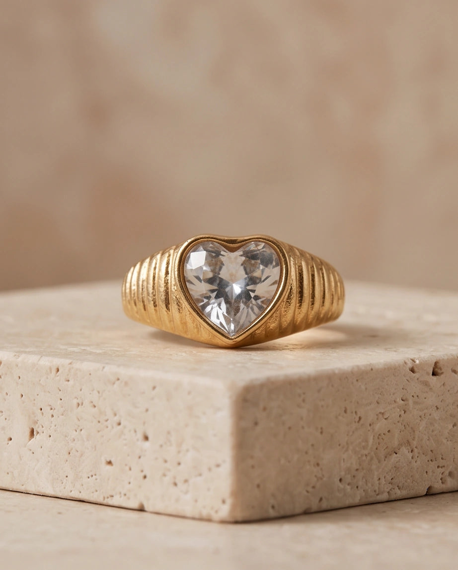 Golden Devotion Heart Signet Ring