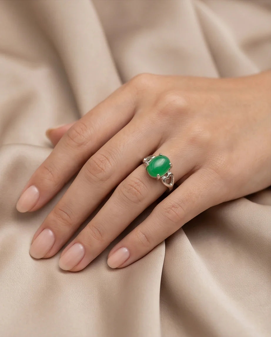 Imperial Heart Green Jade Ring