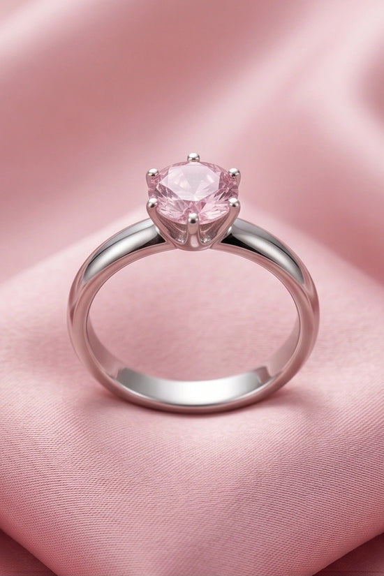 Sterling Silver Classic Round-Cut Pink Sapphire Solitaire Ring