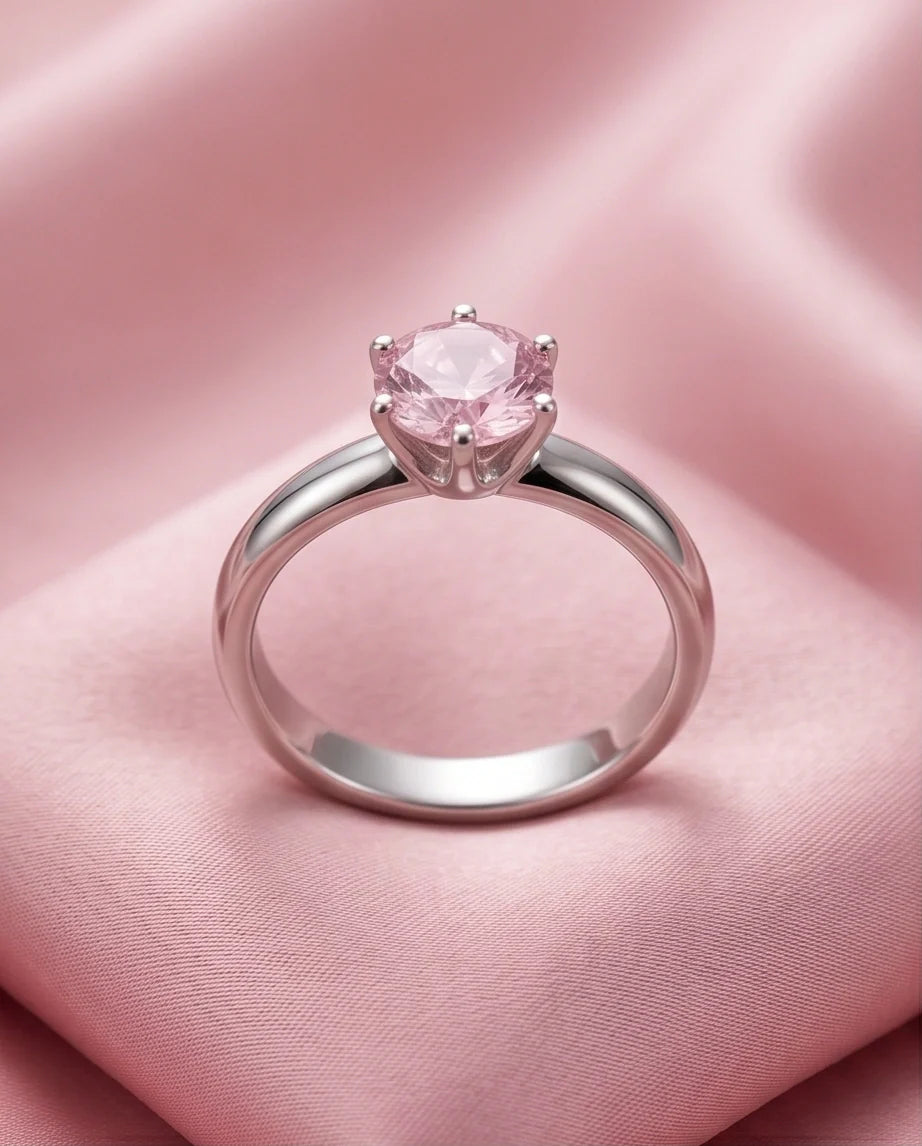 Sterling Silver Classic Round-Cut Pink Sapphire Solitaire Ring