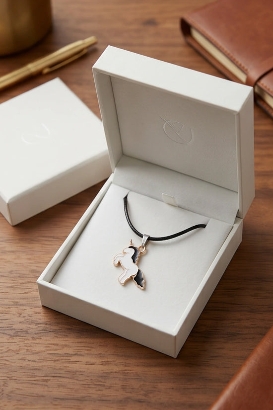 Gold and Black Unicorn Pendant Necklace