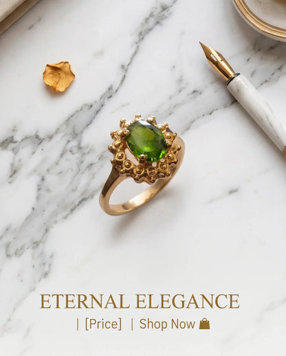 Vintage Gold Oval Peridot Victorian Halo Ring