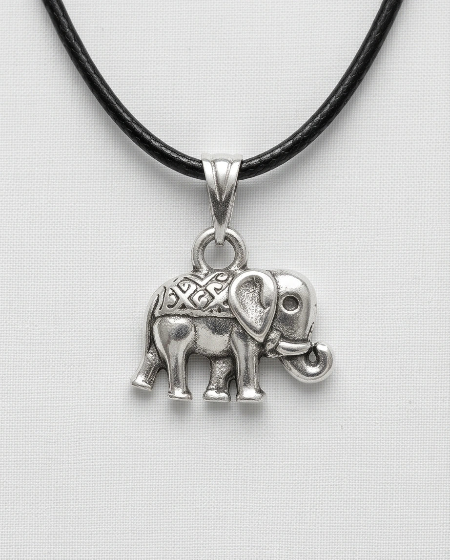 Silver Lucky Elephant Pendant Necklace