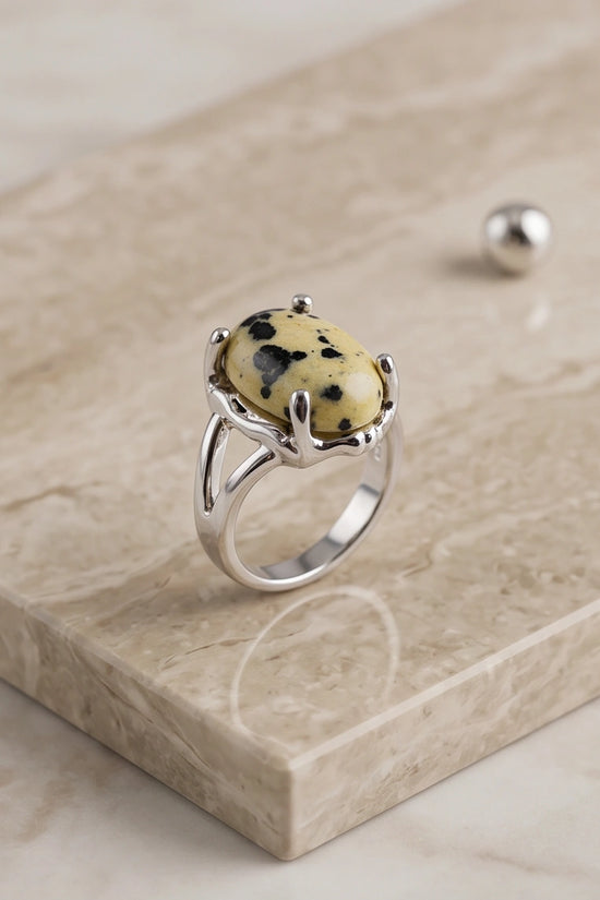 Wild Splendor Dalmatian Jasper Ring