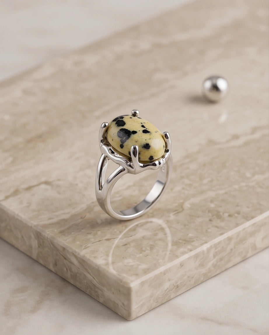 Wild Splendor Dalmatian Jasper Ring