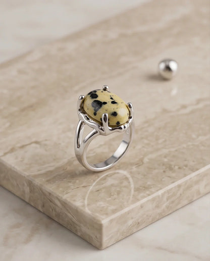 Wild Splendor Dalmatian Jasper Ring