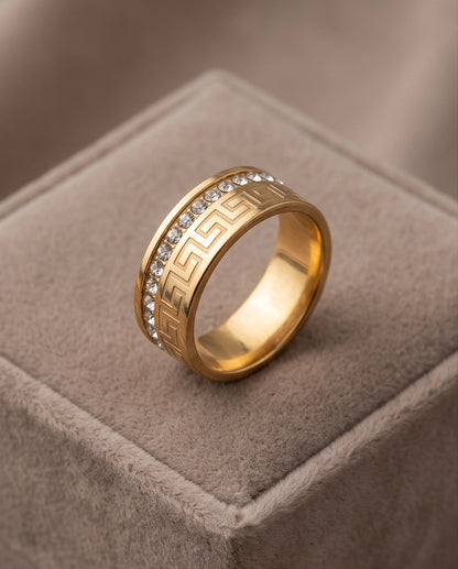 Greek Key Crystal Eternity Band