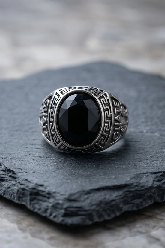 Vintage Black Onyx Military Signet Ring