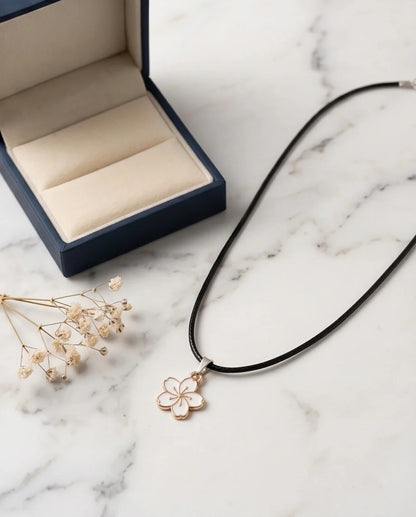 Gold and White Cherry Blossom Necklace