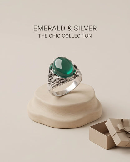 Jade Equinox Stippled Signet Ring