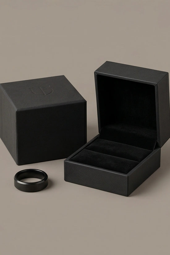 Minimalist Matte Black Beveled Band Ring