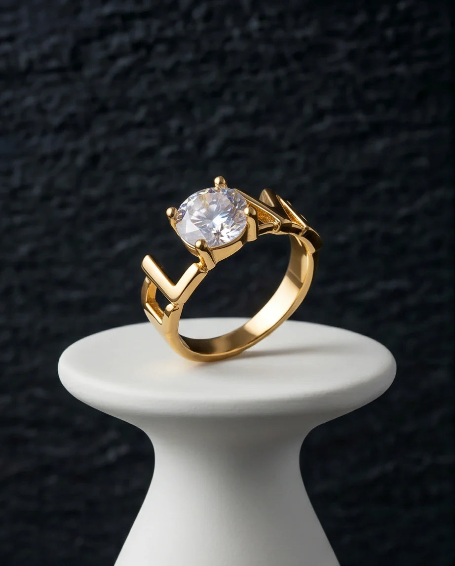 Golden Eternal Love Moissanite Ring