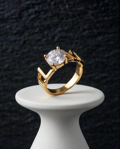 Golden Eternal Love Moissanite Ring
