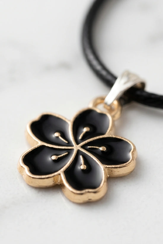 Gold and Black Cherry Blossom Necklace