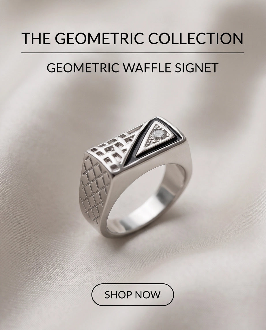 Split-Face Onyx & Clear Crystal Diamond-Mesh Silver Ring