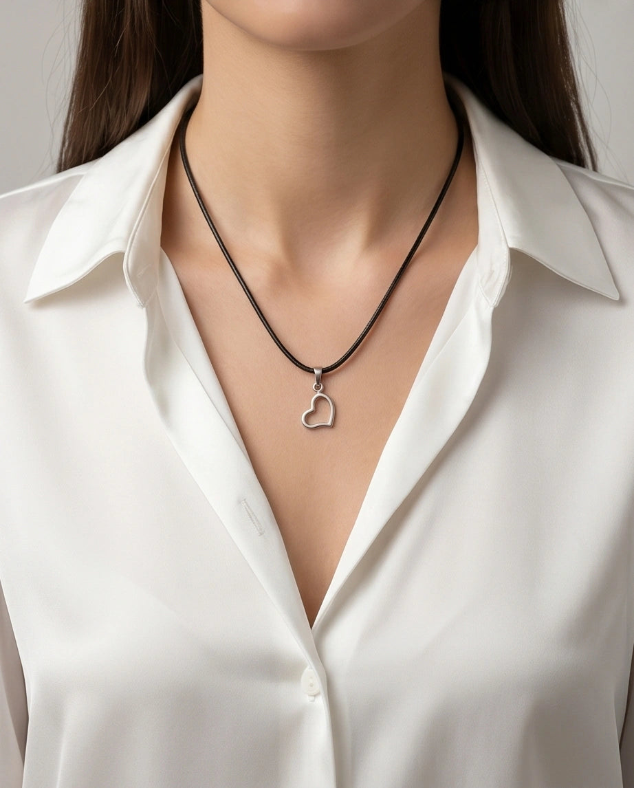 Silver Minimalist Open Heart Necklace