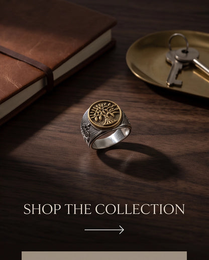 Yggdrasil Tree of Life Two-Tone Signet Ring