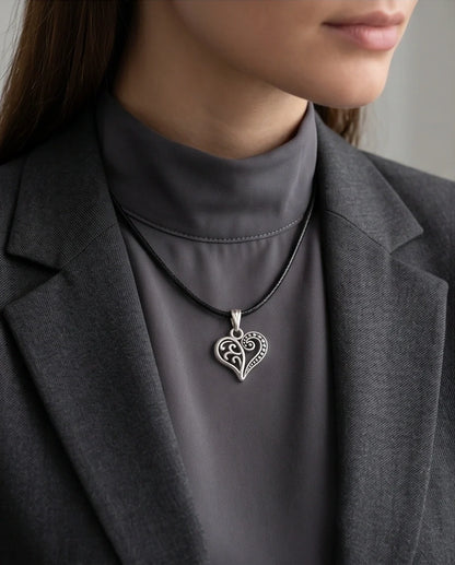 Silver Filigree Heart Pendant Necklace