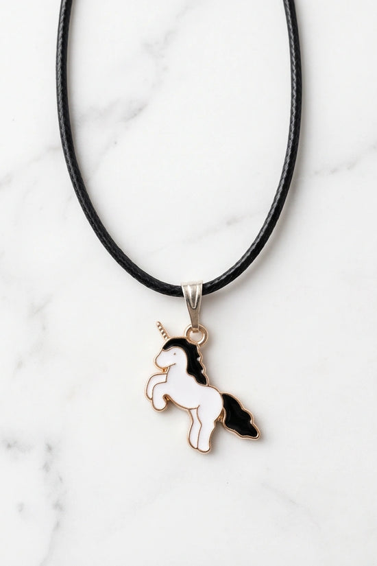 Gold and Black Unicorn Pendant Necklace