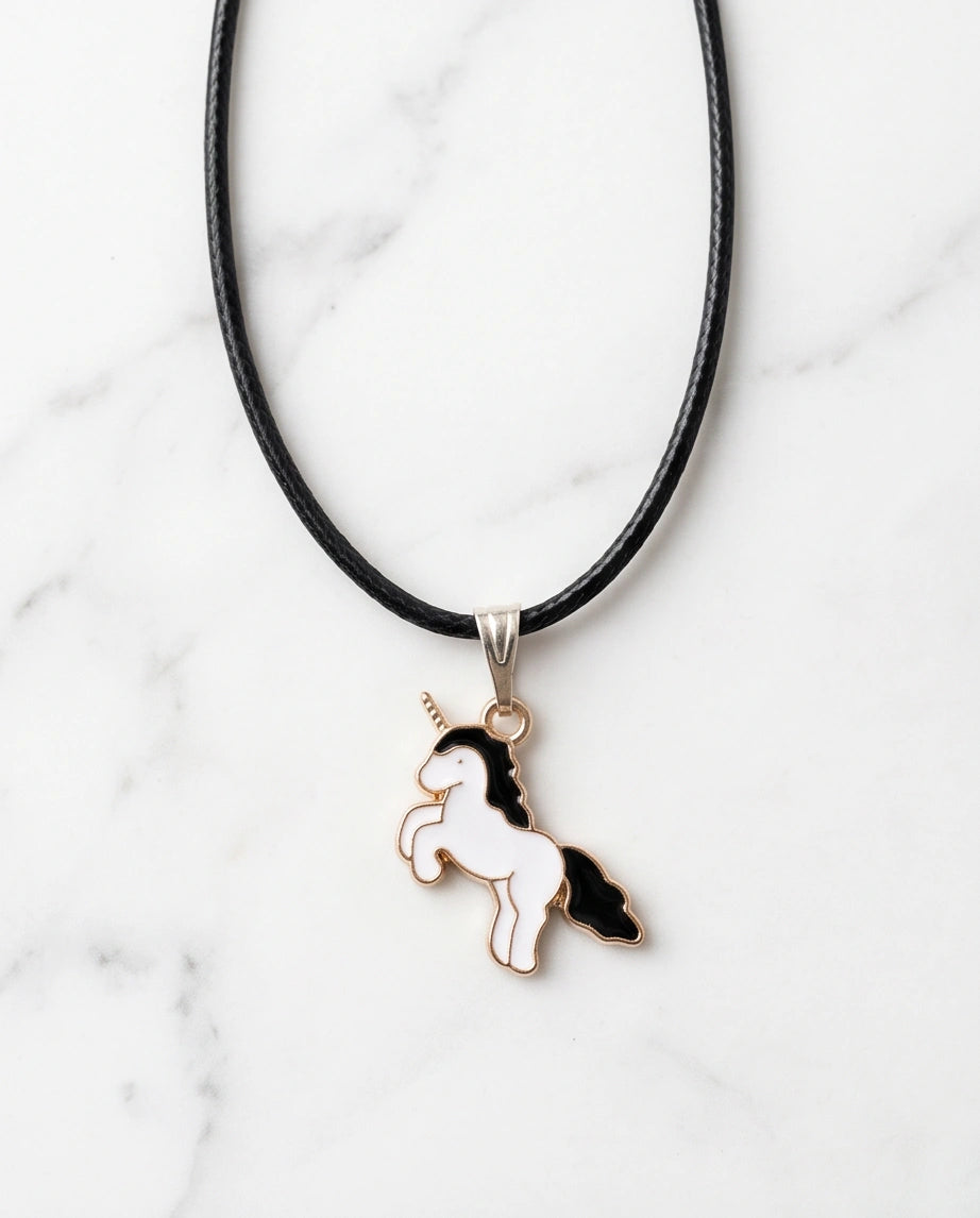 Gold and Black Unicorn Pendant Necklace