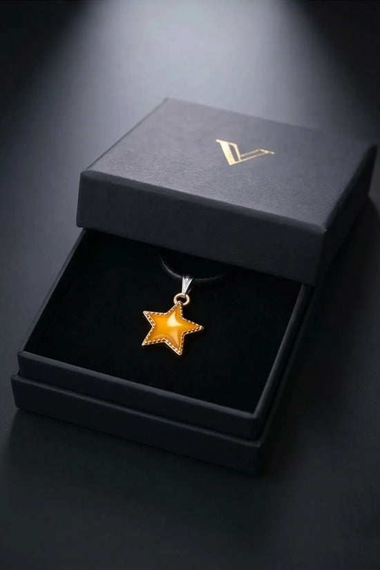 Vibrant Yellow Star Enamel Pendant Necklace