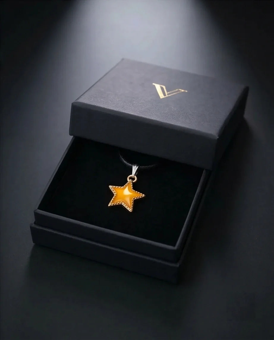 Vibrant Yellow Star Enamel Pendant Necklace