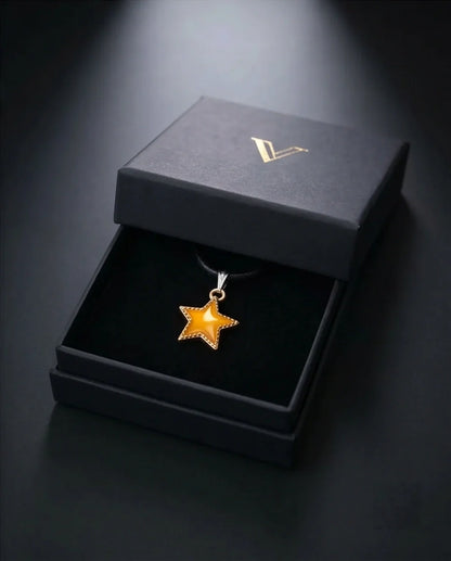 Vibrant Yellow Star Enamel Pendant Necklace