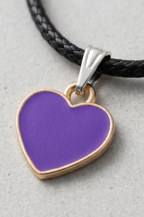 Minimalist Purple Heart Enamel Pendant Necklace
