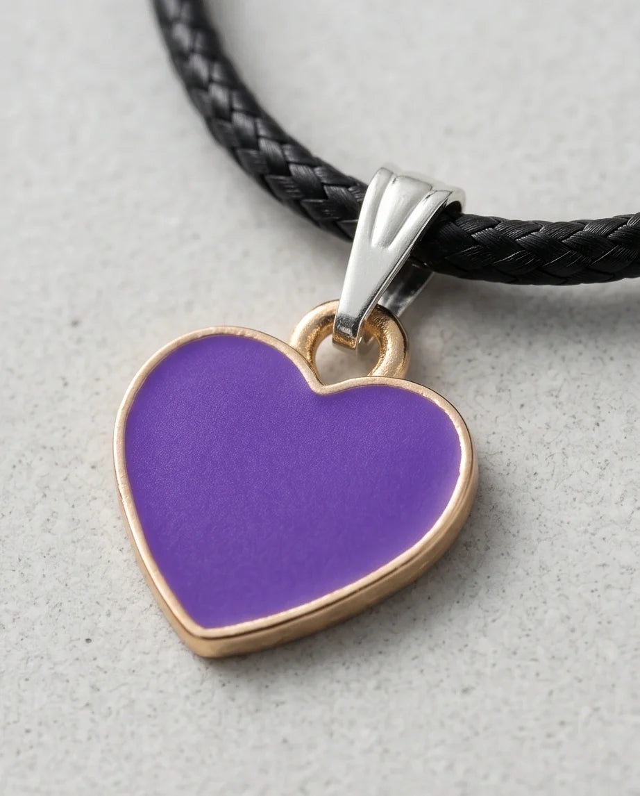 Minimalist Purple Heart Enamel Pendant Necklace
