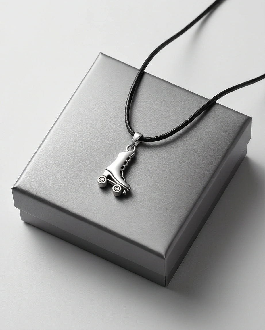 Silver Roller Skate Pendant Necklace