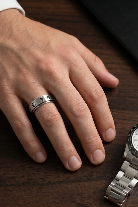 Silver Yin Yang Balance Spinner Ring
