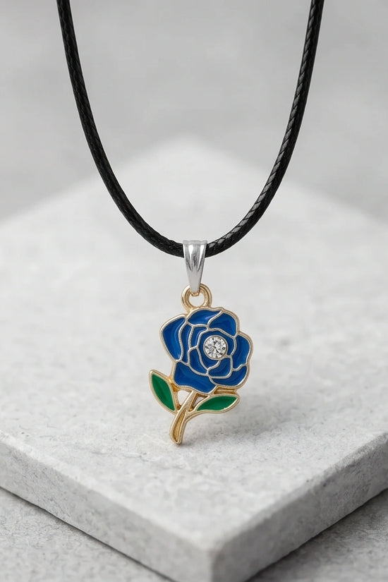 Royal Blue Enchanted Rose Pendant