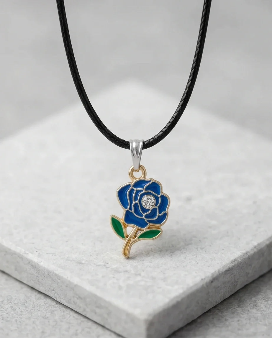 Royal Blue Enchanted Rose Pendant