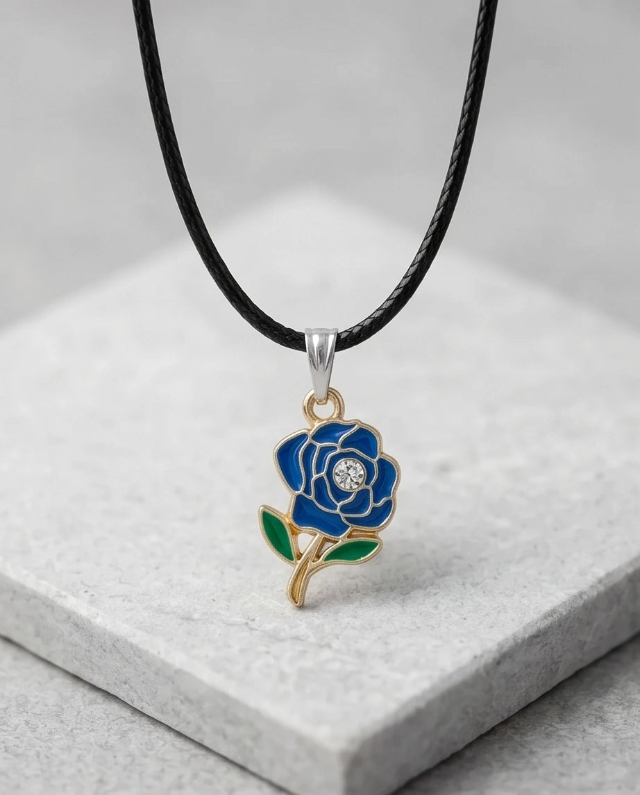 Royal Blue Enchanted Rose Pendant