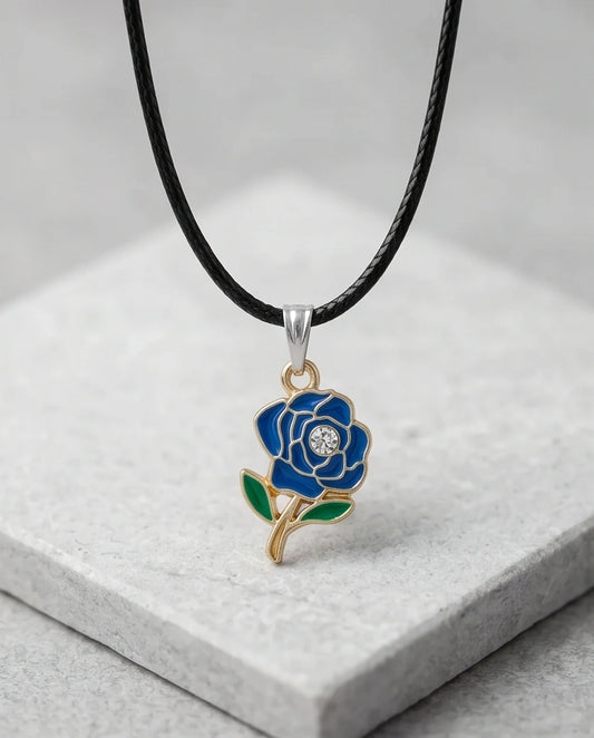Royal Blue Enchanted Rose Pendant