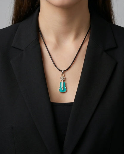 Gold and Turquoise Enamel Violin Necklace