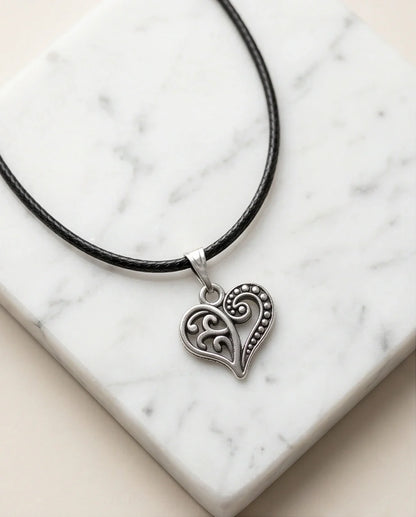 Silver Filigree Heart Pendant Necklace